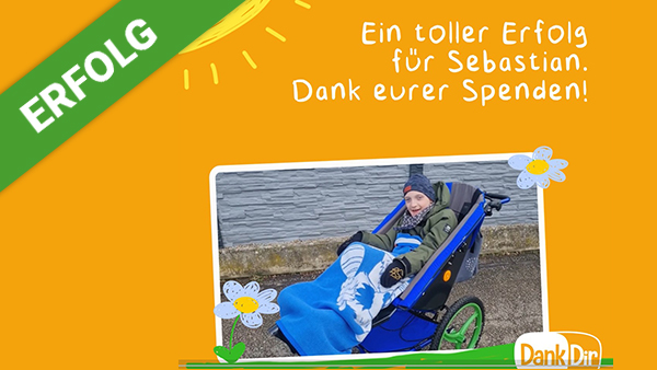 Sebastian freut sich über einen Reha-Buggy!